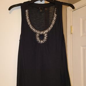 Black tank top with silver beading